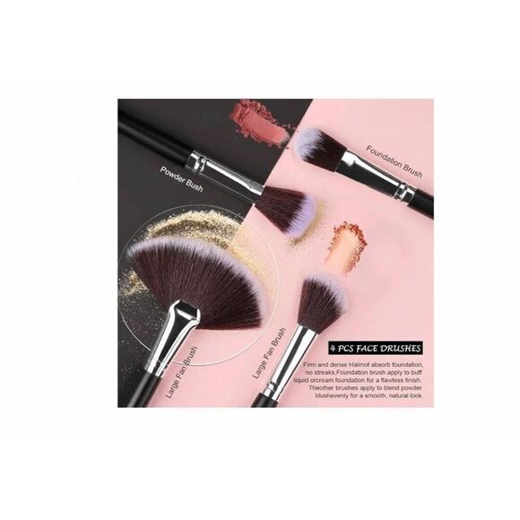 NEW~32 PC. PROFESSIONAL Makeup Brush Set~Wooden Handles~Soft Brushes - Picture 5 of 8